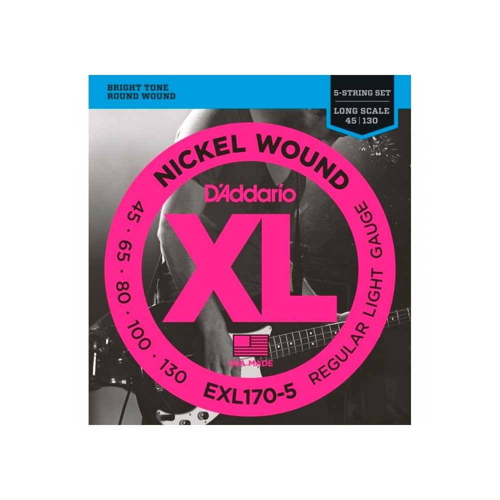 DAddario EXL170-5 (45-130) XL Nickel Wound Light 5 Cuerdas
