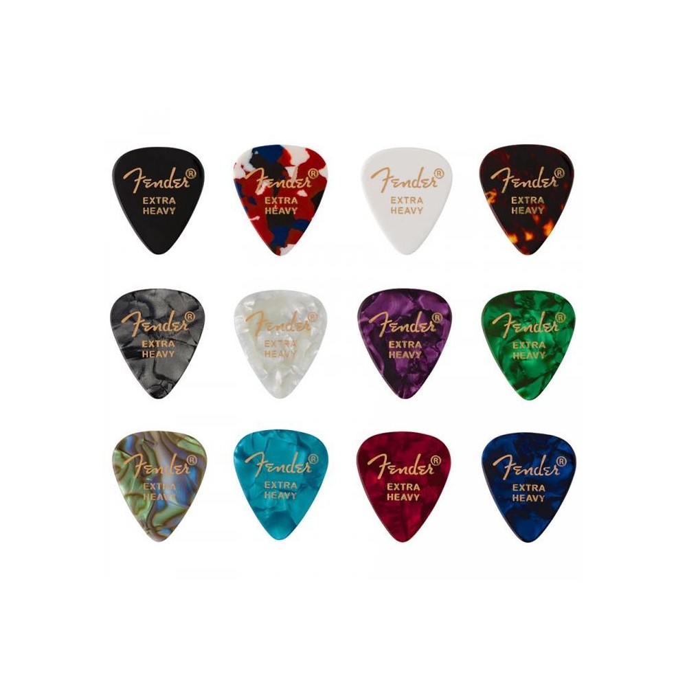 Fender 351 Celluloid Medley Extra Heavy Pack 12 Púas