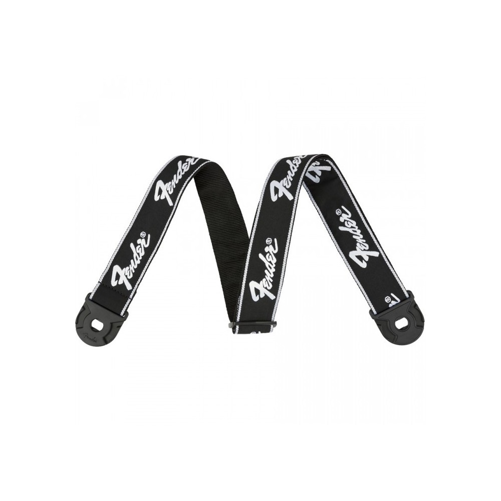 Fender Quick Grip Locking End Strap BLK/WH Running Logo 2