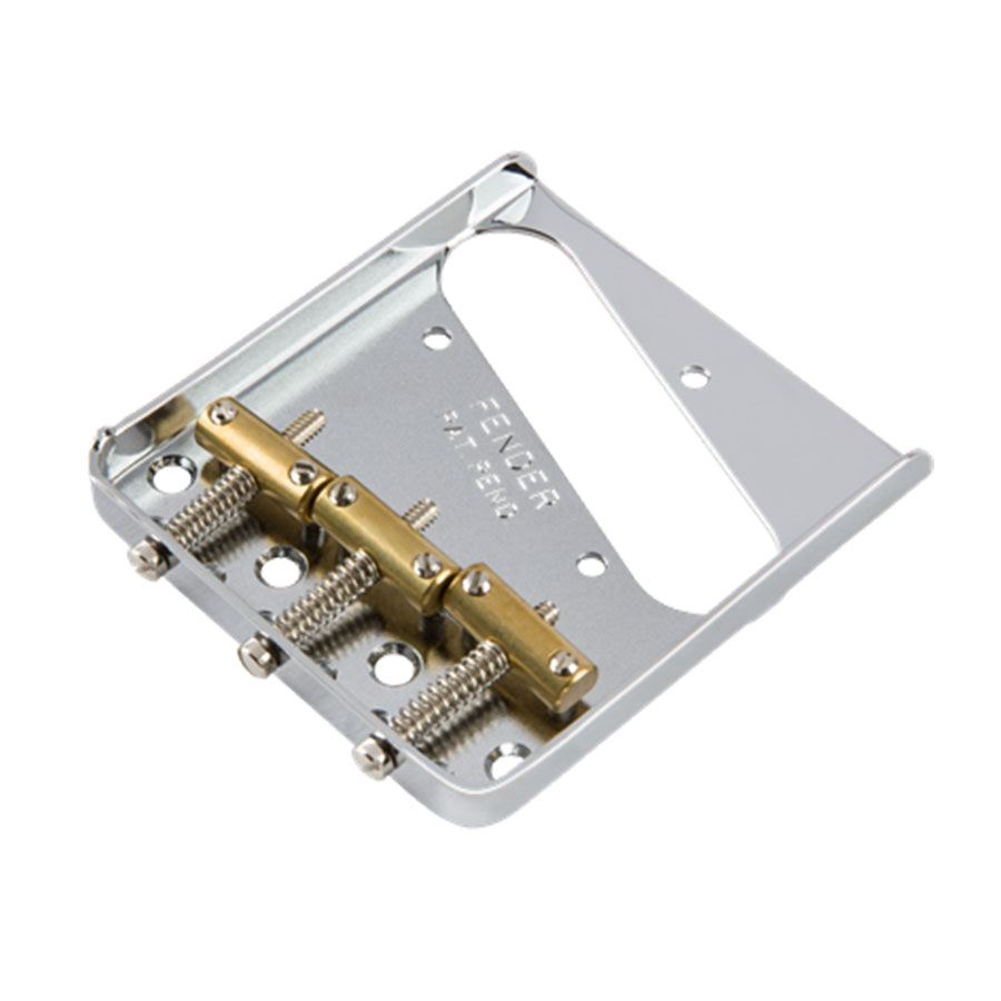 Fender American Vintage Telecaster Bridge Assembly with Brass Saddles (Chrome) 3 Selletas