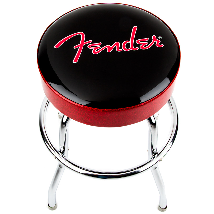 Fender Red Sparkle Logo Barstool Black/Red Sparkle 24"