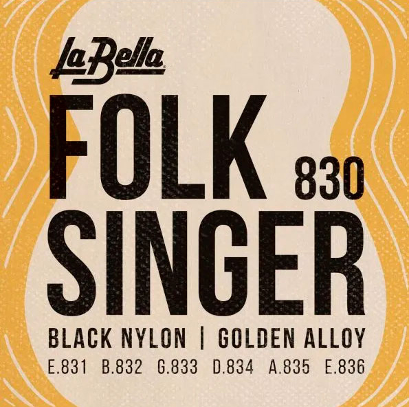 La Bella 830 Folksinger Black Nylon Golden Alloy