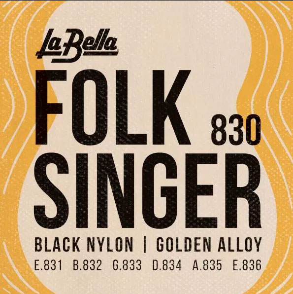 La Bella 830 Folksinger Black Nylon Golden Alloy