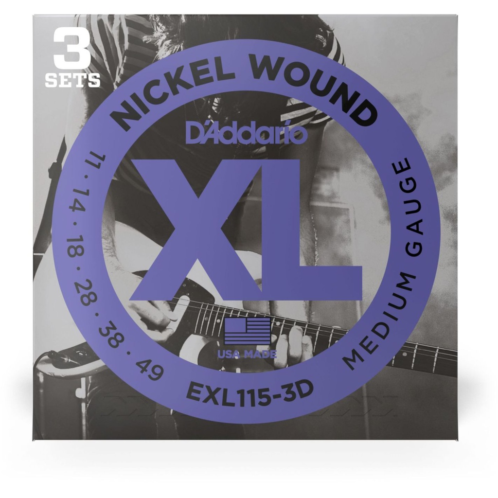 DAddario EXL115-3D (11-49) XL Nickel Wound Medium (3 Sets)