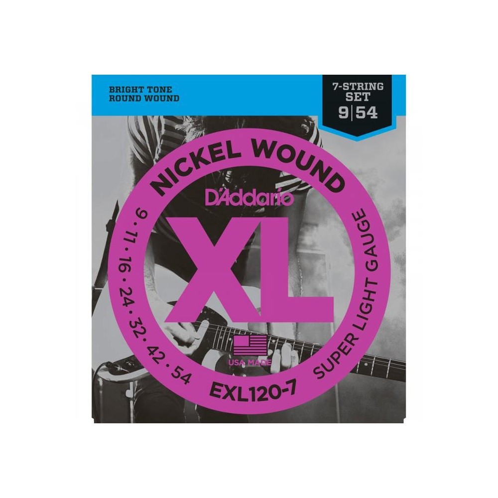 DAddario EXL120-7 (09-54) XL Nickel Wound Super Light 7 Cuerdas