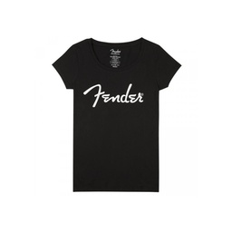 [CAMIVARFEN036] Fender Spaghetti Logo Camiseta Negra Mujer Talla S